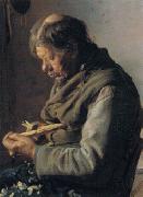 Anna Ancher Fisherman Lars Gaihede carving a stick oil painting